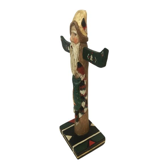 Vintage Limb Folk Art Totem Pole Santa Christmas Figurine Resin - Picture 4 of 8